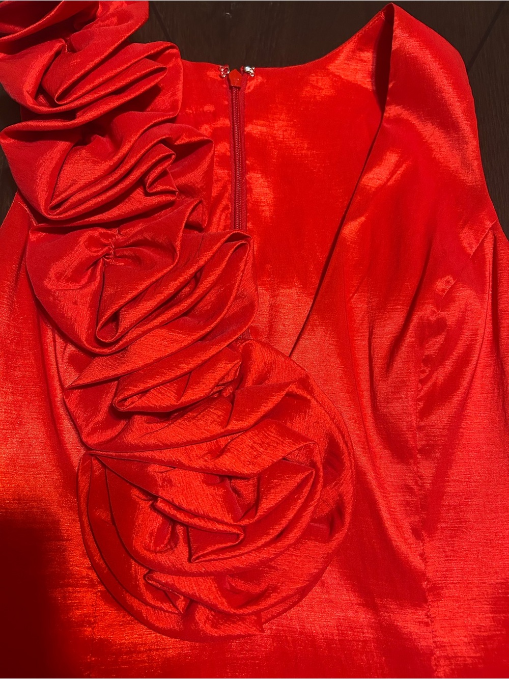 Cache Red One-Shoulder Ruffle Midi Dress - Picture 7 of 12